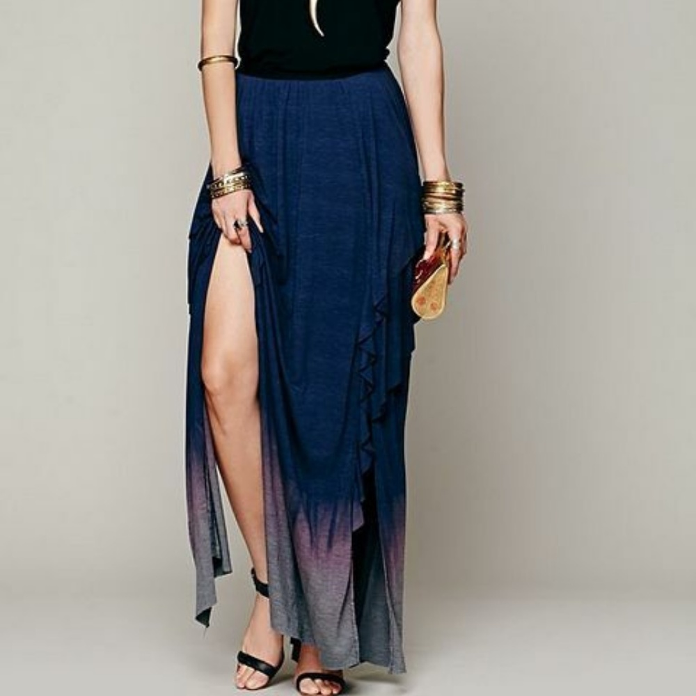 Free People Blue Ombre Maxi Skirt